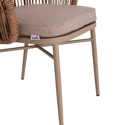 Aluminum Dining Chair Orin Hm6265.03 Cappuccino Frame-p.e. Rattan In Natural 58x61x75hcm.