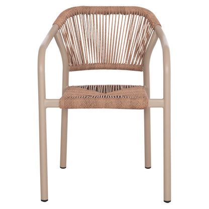Dining Armchair Aluminum Lucci Hm6266.02 Mocha Frame & P.e. Rattan In Natural 58x56x79hcm.