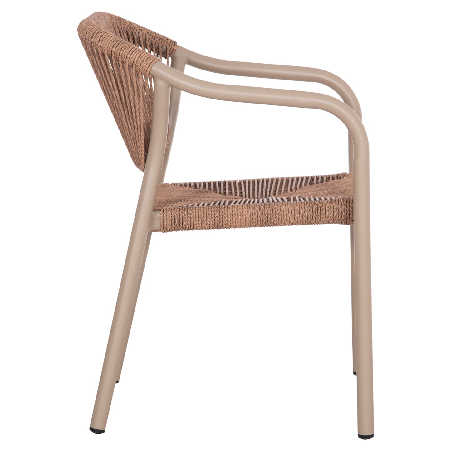 Dining Armchair Aluminum Lucci Hm6266.02 Mocha Frame & P.e. Rattan In Natural 58x56x79hcm.