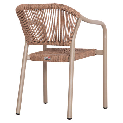 Dining Armchair Aluminum Lucci Hm6266.02 Mocha Frame & P.e. Rattan In Natural 58x56x79hcm.
