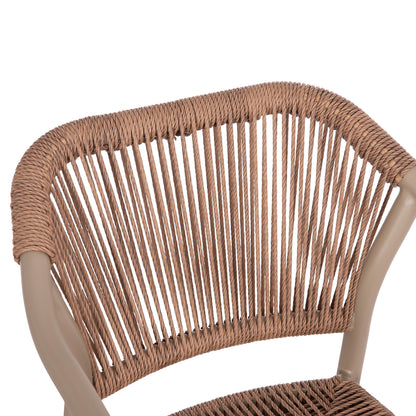 Dining Armchair Aluminum Lucci Hm6266.02 Mocha Frame & P.e. Rattan In Natural 58x56x79hcm.