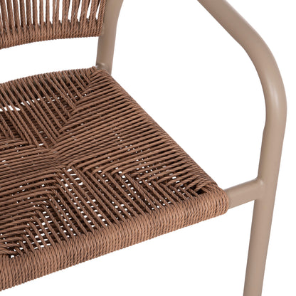 Dining Armchair Aluminum Lucci Hm6266.02 Mocha Frame & P.e. Rattan In Natural 58x56x79hcm.