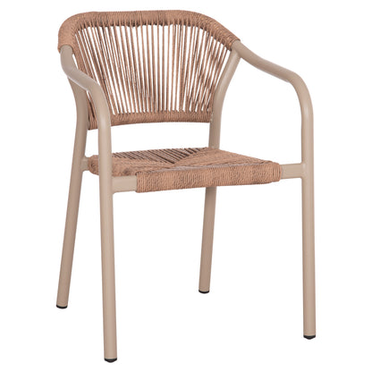 Dining Armchair Aluminum Lucci Hm6266.02 Mocha Frame & P.e. Rattan In Natural 58x56x79hcm.