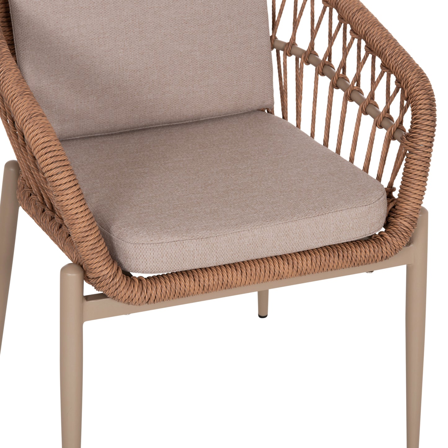 Aluminum Armchair Galdin Hm6272.03 Cappuccino Frame-beige Cushions--p.e. Rattan 65x60x76hcm
