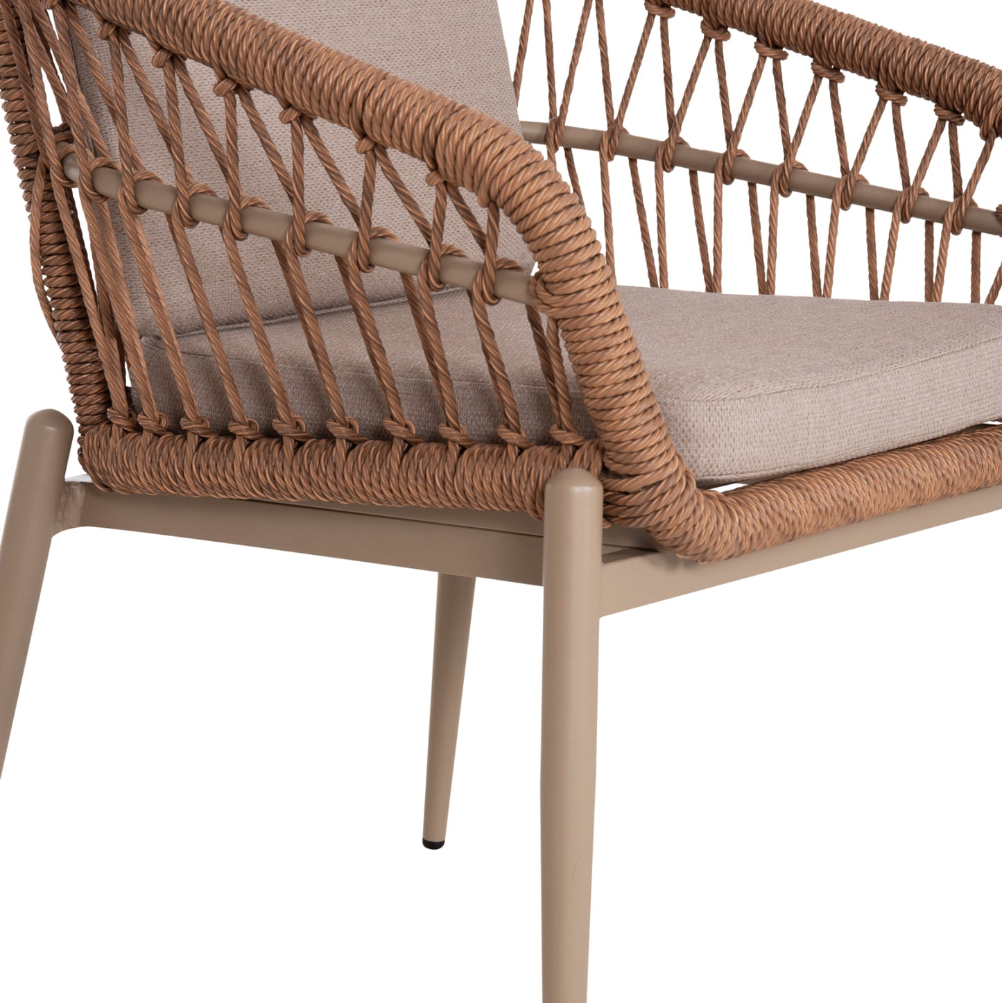 Aluminum Armchair Galdin Hm6272.03 Cappuccino Frame-beige Cushions--p.e. Rattan 65x60x76hcm