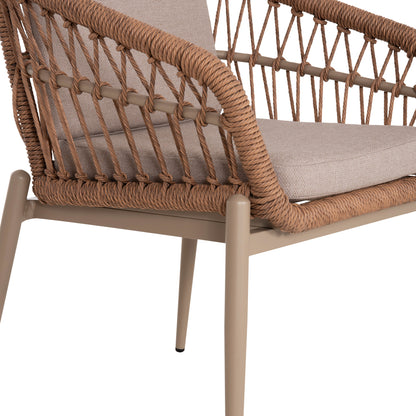Aluminum Armchair Galdin Hm6272.03 Cappuccino Frame-beige Cushions--p.e. Rattan 65x60x76hcm