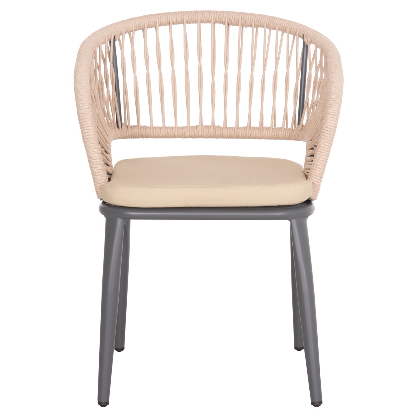 Aluminum Armchair Magnet Hm6287.01 Drak Grey Frame-p.e.rope In Beige 59x61x81.5hcm.