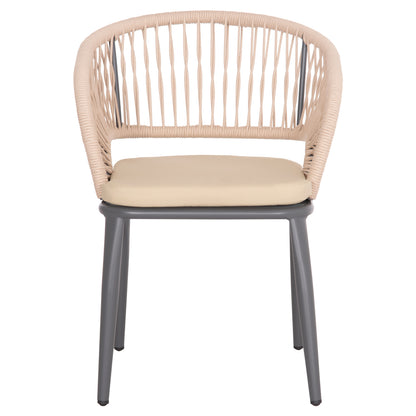 Aluminum Armchair Magnet Hm6287.01 Drak Grey Frame-p.e.rope In Beige 59x61x81.5hcm.