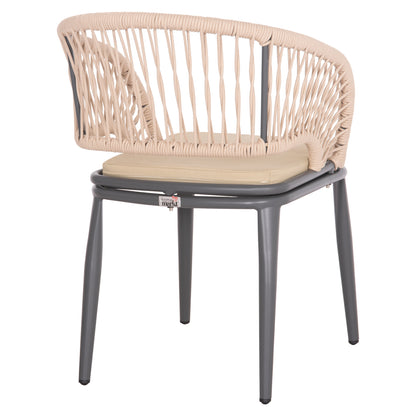 Aluminum Armchair Magnet Hm6287.01 Drak Grey Frame-p.e.rope In Beige 59x61x81.5hcm.