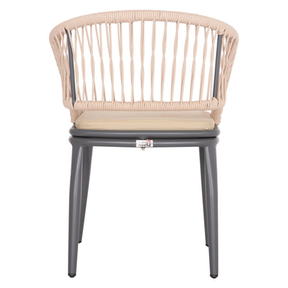 Aluminum Armchair Magnet Hm6287.01 Drak Grey Frame-p.e.rope In Beige 59x61x81.5hcm.