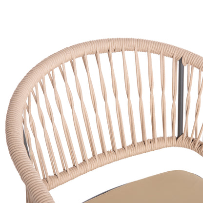Aluminum Armchair Magnet Hm6287.01 Drak Grey Frame-p.e.rope In Beige 59x61x81.5hcm.