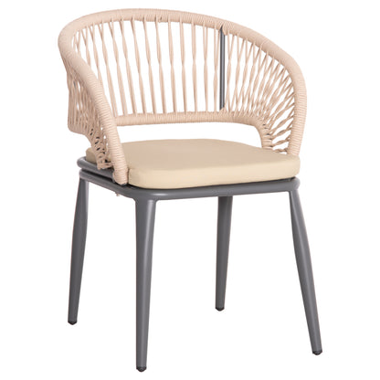 Aluminum Armchair Magnet Hm6287.01 Drak Grey Frame-p.e.rope In Beige 59x61x81.5hcm.
