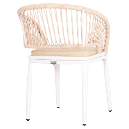 Aluminum Armchair Magnet Hm6287.02 White Frame-p.e.rope In Beige 59x61x81.5hcm.