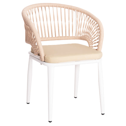 Aluminum Armchair Magnet Hm6287.02 White Frame-p.e.rope In Beige 59x61x81.5hcm.