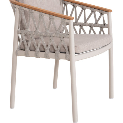 Dining Chair Stream Hm6427.02 Cream White Aluminum--beige Strap Rope & Olefin Fabric 59x63x85hcm.