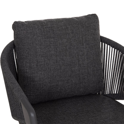 Lounge Aluminum Chair Xantion Hm6471.01 With Rope & Cushions--grey 71.5x77x78hcm.
