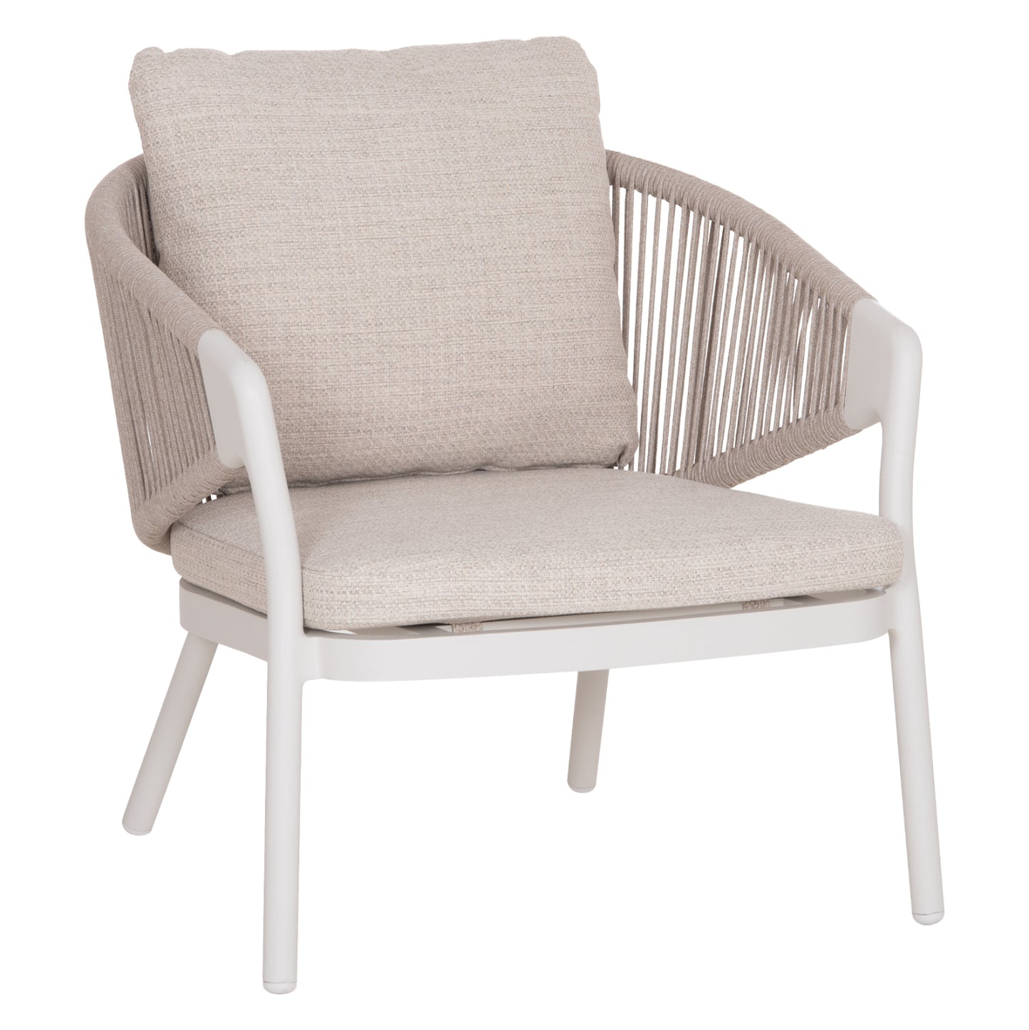 Lounge Aluminum Chair Xantion Hm6471.02 With Rope & Cushions--white 71.5x77x78hcm.