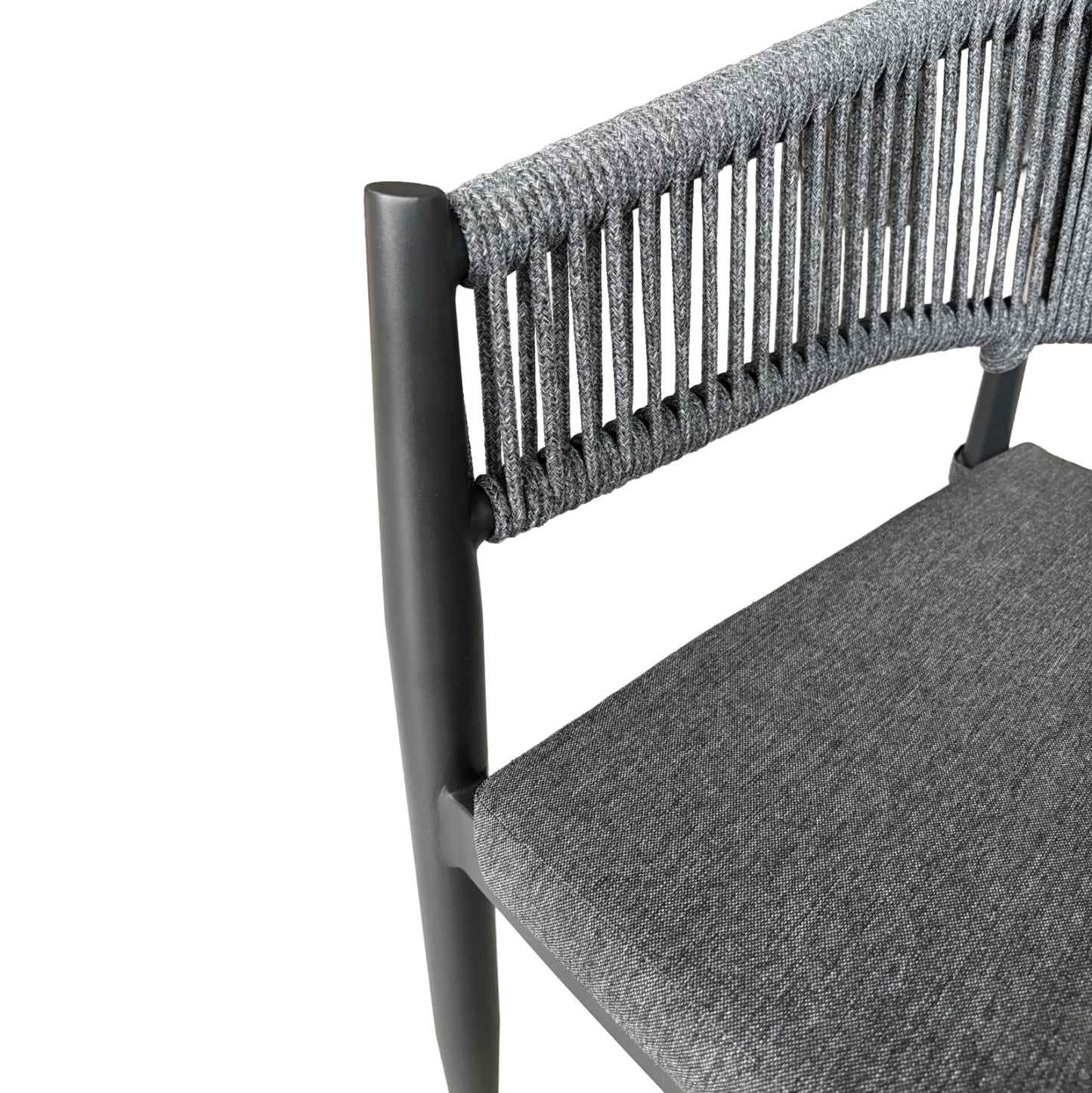 Dining Armchair Liston Hm6646.01 Aluminum-olefin Fabric-rope--charcoal Color 58x63x78hcm