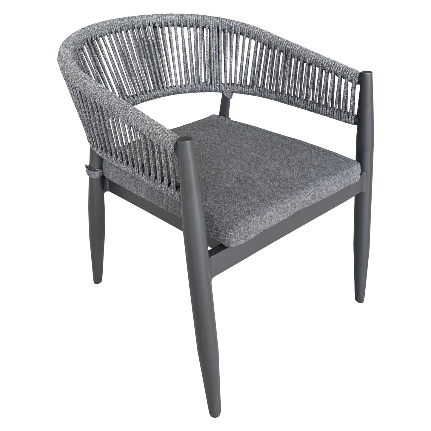 Dining Armchair Liston Hm6646.01 Aluminum-olefin Fabric-rope--charcoal Color 58x63x78hcm