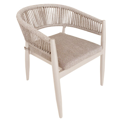 Dining Armchair Liston Hm6646.04 Aluminum-olefin Fabric-rope--champagne Color 58x63x78hcm