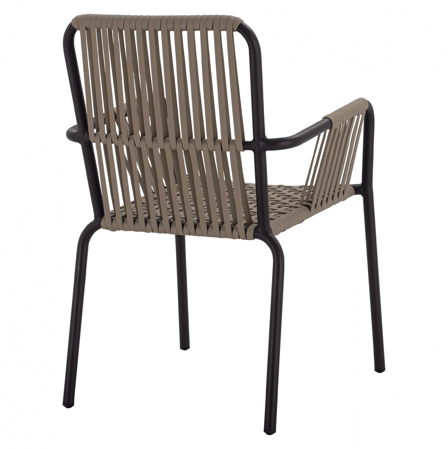 Aluminum Chair Armchair With Wide Rope Cappuccino Hm5784.02 56x58x85 Cm.