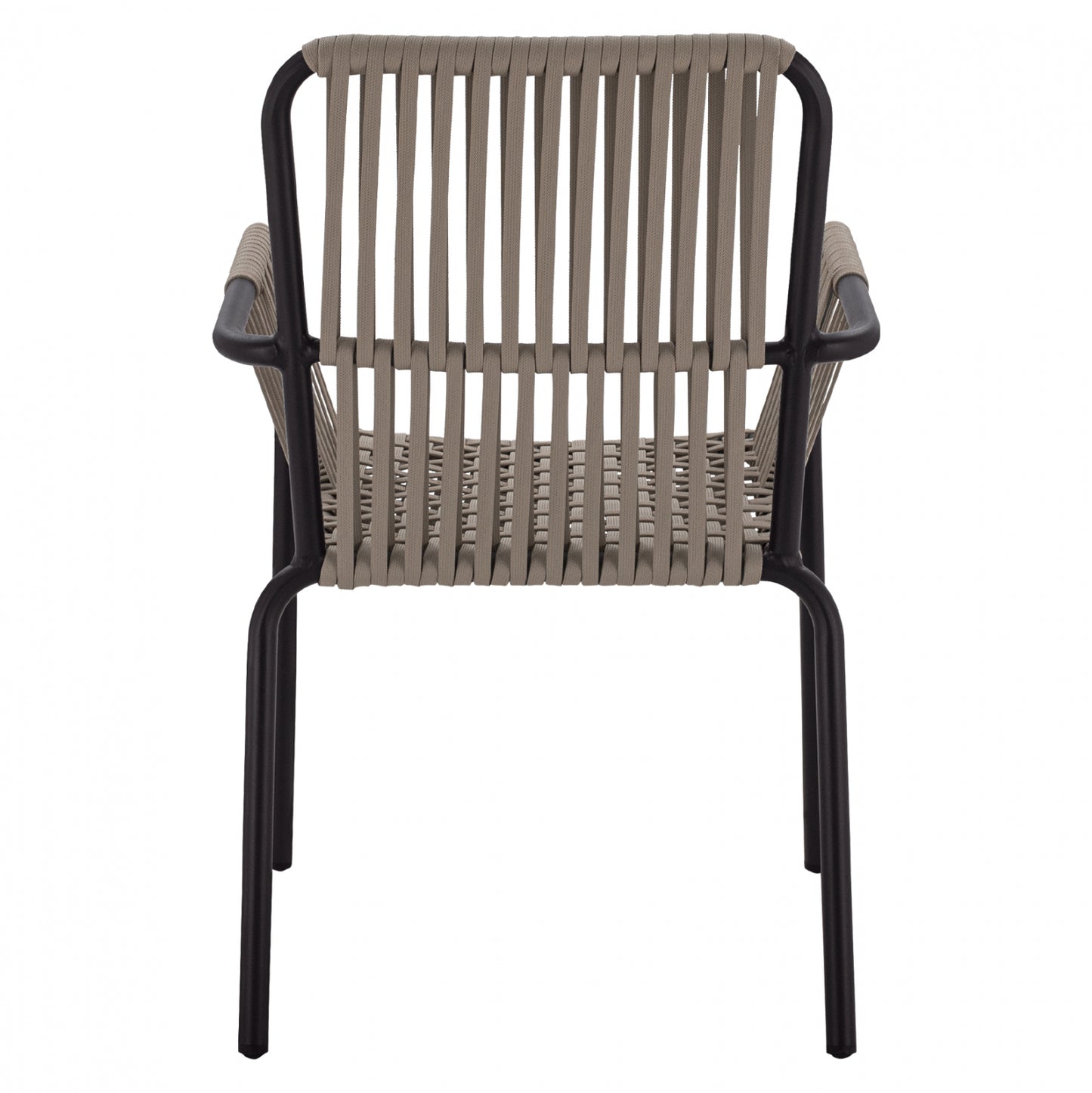Aluminum Chair Armchair With Wide Rope Cappuccino Hm5784.02 56x58x85 Cm.