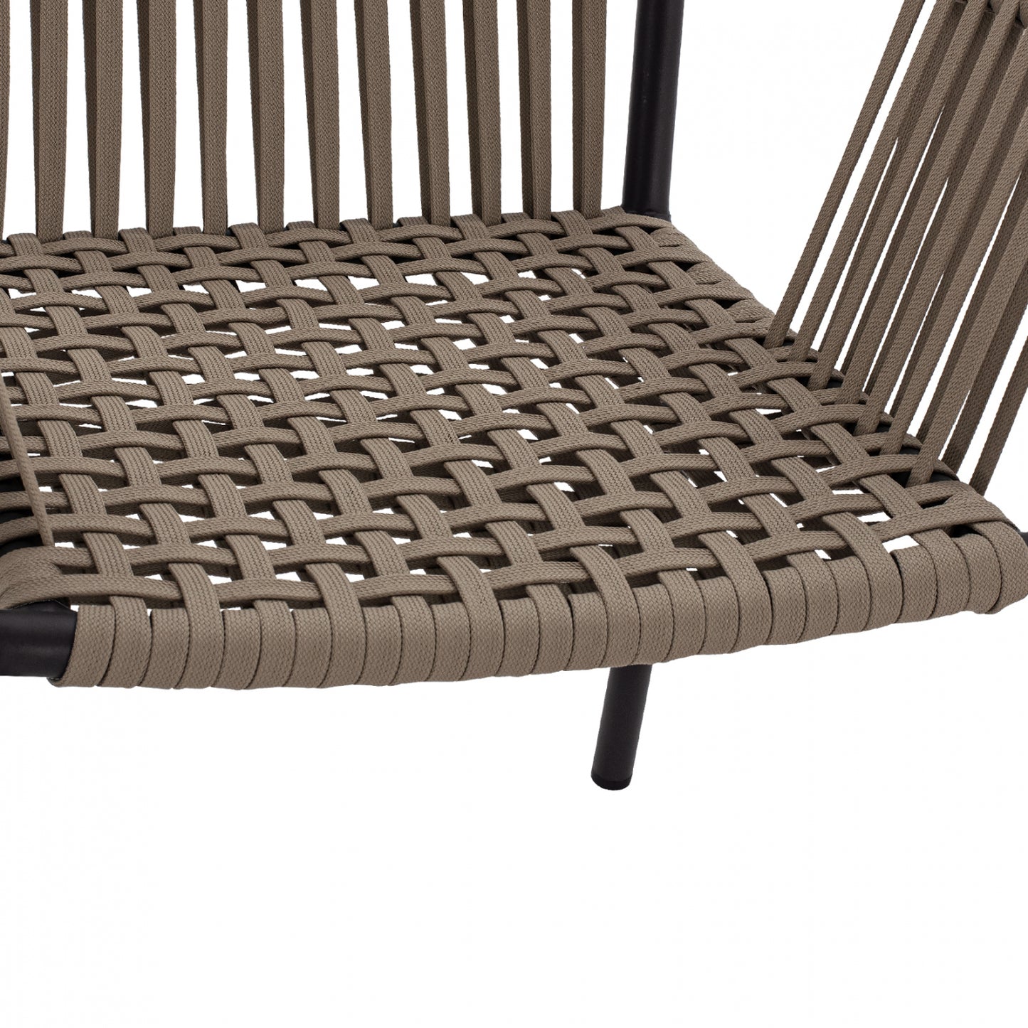 Aluminum Chair Armchair With Wide Rope Cappuccino Hm5784.02 56x58x85 Cm.