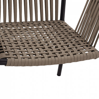 Aluminum Chair Armchair With Wide Rope Cappuccino Hm5784.02 56x58x85 Cm.