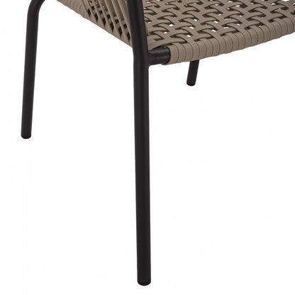 Aluminum Chair Armchair With Wide Rope Cappuccino Hm5784.02 56x58x85 Cm.