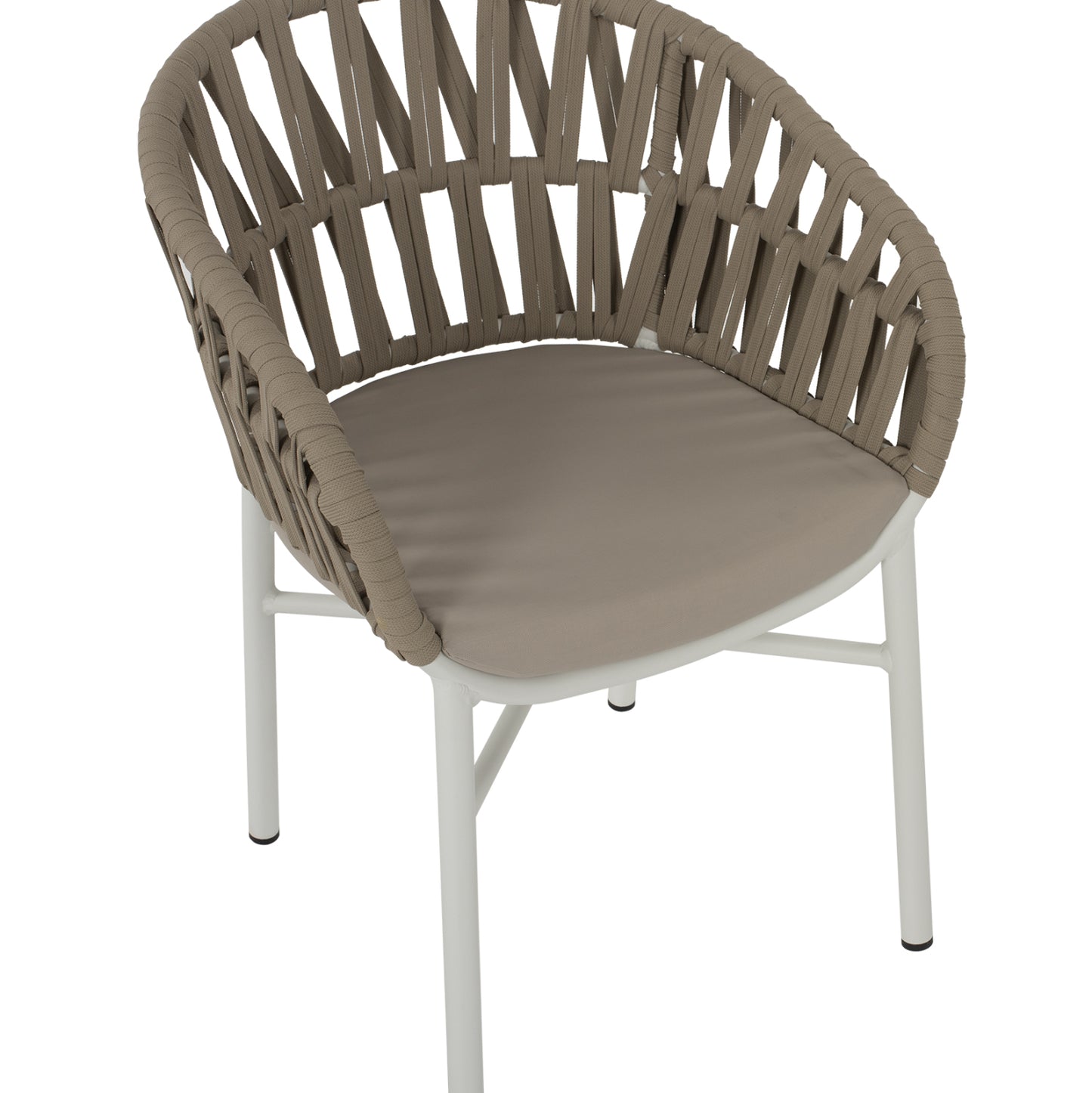 Armchair Aluminum White With Beige Rope 57x56x78Η Cm.hm5857.02