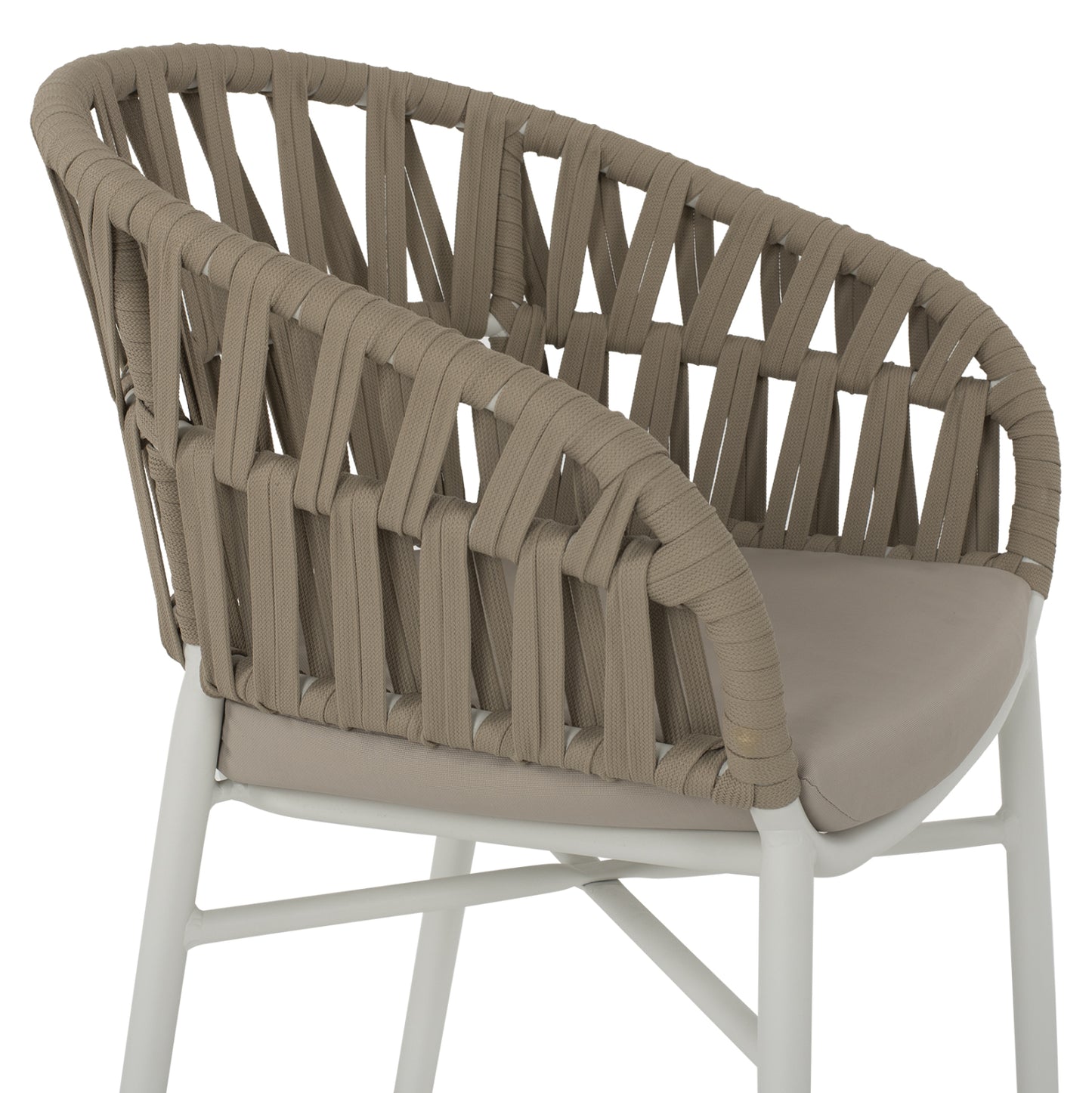 Armchair Aluminum White With Beige Rope 57x56x78Η Cm.hm5857.02