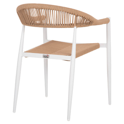 Armchair Aluminum Gret Hm5854.01 White With Beige Pe Rattan  56x55.5x78h