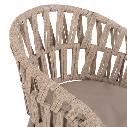 Armchair Aluminum Light Mocha & Beige Rope 57x56x78hcm.hm5857.03
