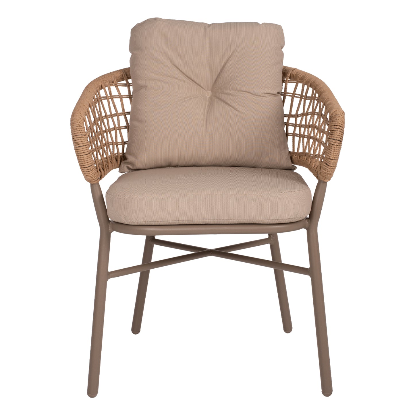 Armchair Aluminum Mocha Professional Rattan & Cushions Beige Hm5863.02 60x56x84h Cm.