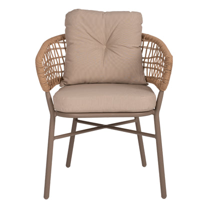 Armchair Aluminum Mocha Professional Rattan & Cushions Beige Hm5863.02 60x56x84h Cm.