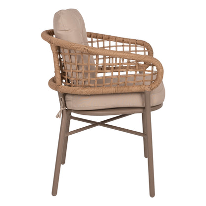 Armchair Aluminum Mocha Professional Rattan & Cushions Beige Hm5863.02 60x56x84h Cm.