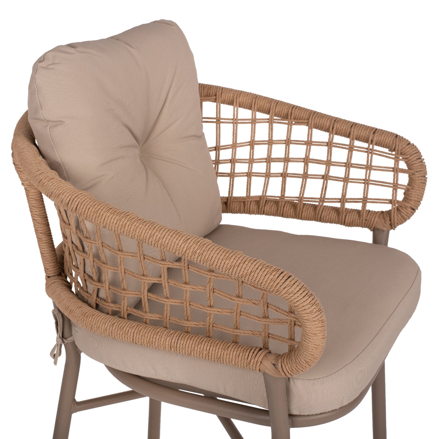 Armchair Aluminum Mocha Professional Rattan & Cushions Beige Hm5863.02 60x56x84h Cm.