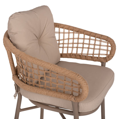 Armchair Aluminum Mocha Professional Rattan & Cushions Beige Hm5863.02 60x56x84h Cm.