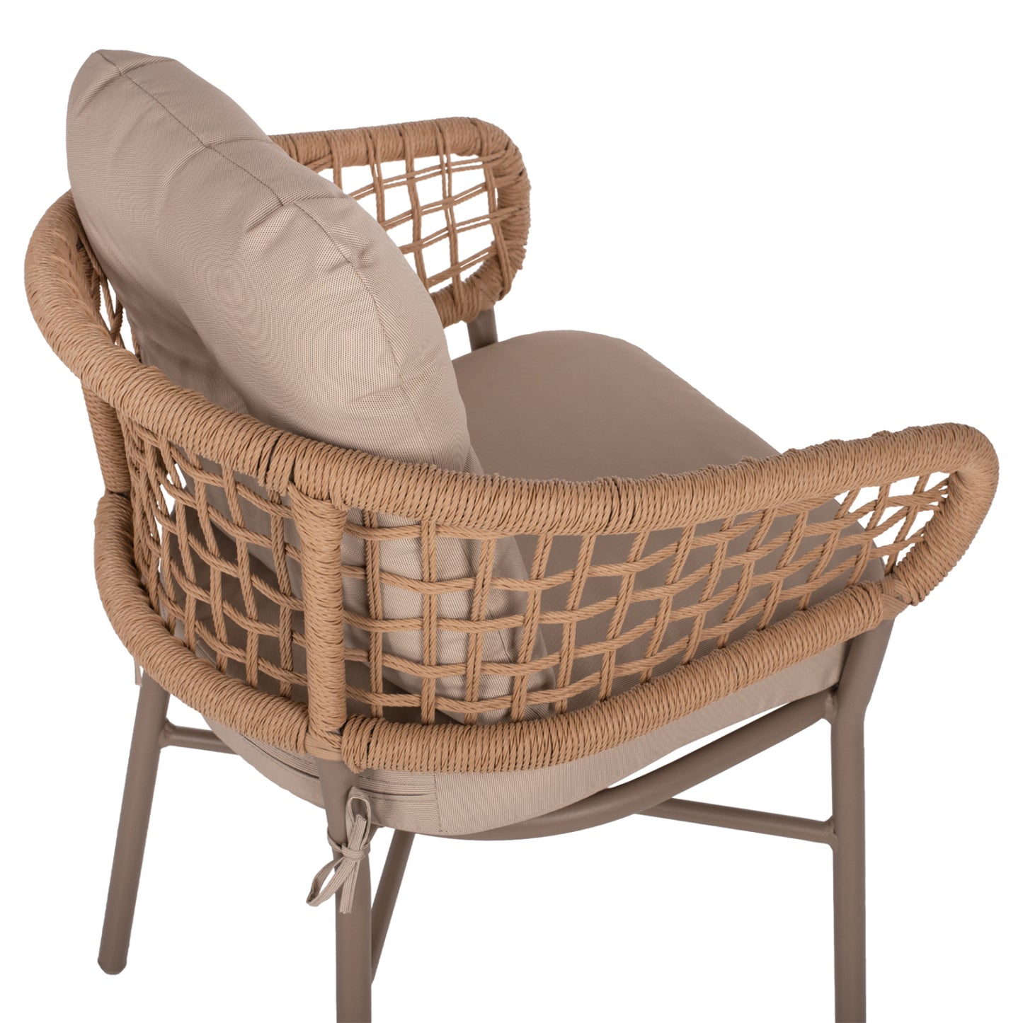 Armchair Aluminum Mocha Professional Rattan & Cushions Beige Hm5863.02 60x56x84h Cm.