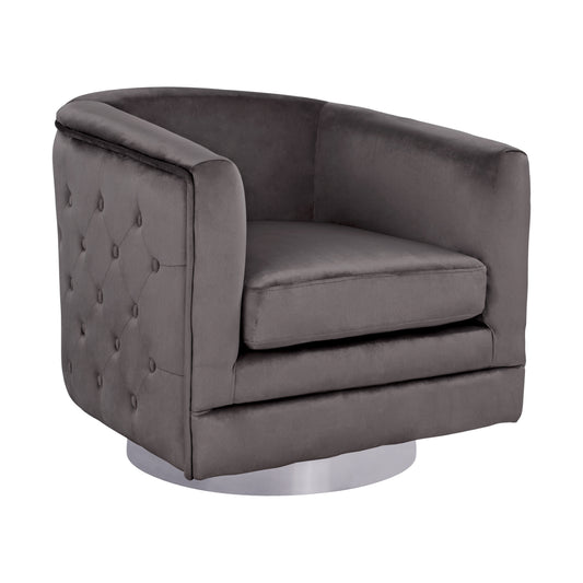 Armchair From Velvet Hm8494.01 In Grey Color With Silver Base 80x80x76 Cm