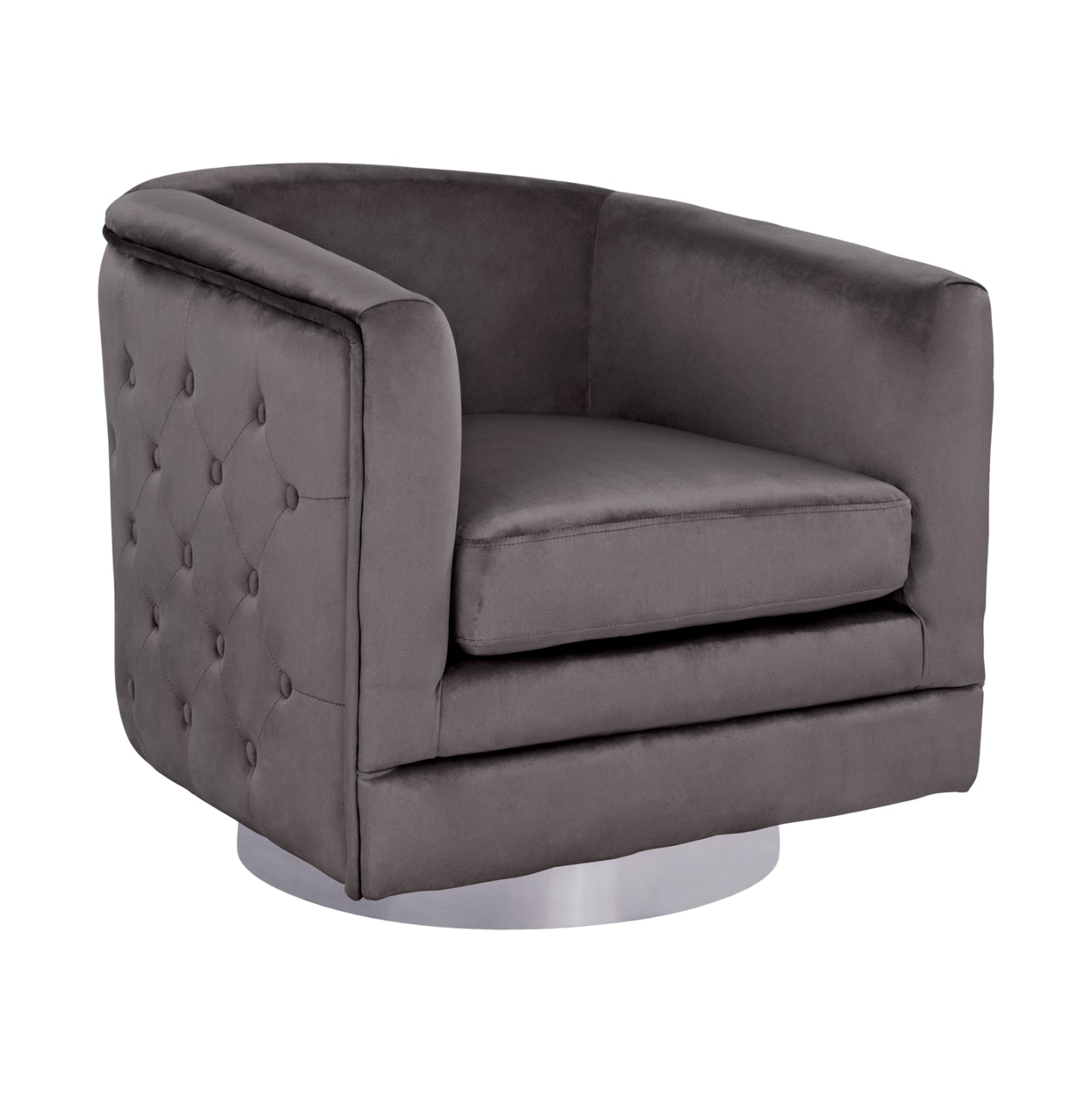 Armchair From Velvet Hm8494.01 In Grey Color With Silver Base 80x80x76 Cm