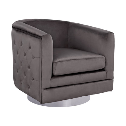 Armchair From Velvet Hm8494.01 In Grey Color With Silver Base 80x80x76 Cm
