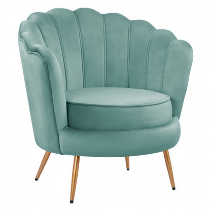 Hm8493.07 Armchair, Pistachio Green Velvet, Gold Legs, 80x78x85