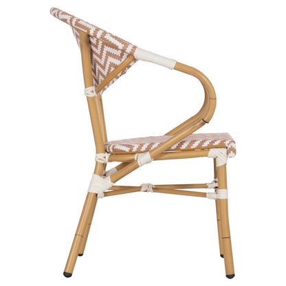 Armchair Aluminum Hm5861.03 Bamboo Look Brown-white56.58.5x58x82Η Cm.