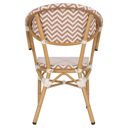 Armchair Aluminum Hm5861.03 Bamboo Look Brown-white56.58.5x58x82Η Cm.