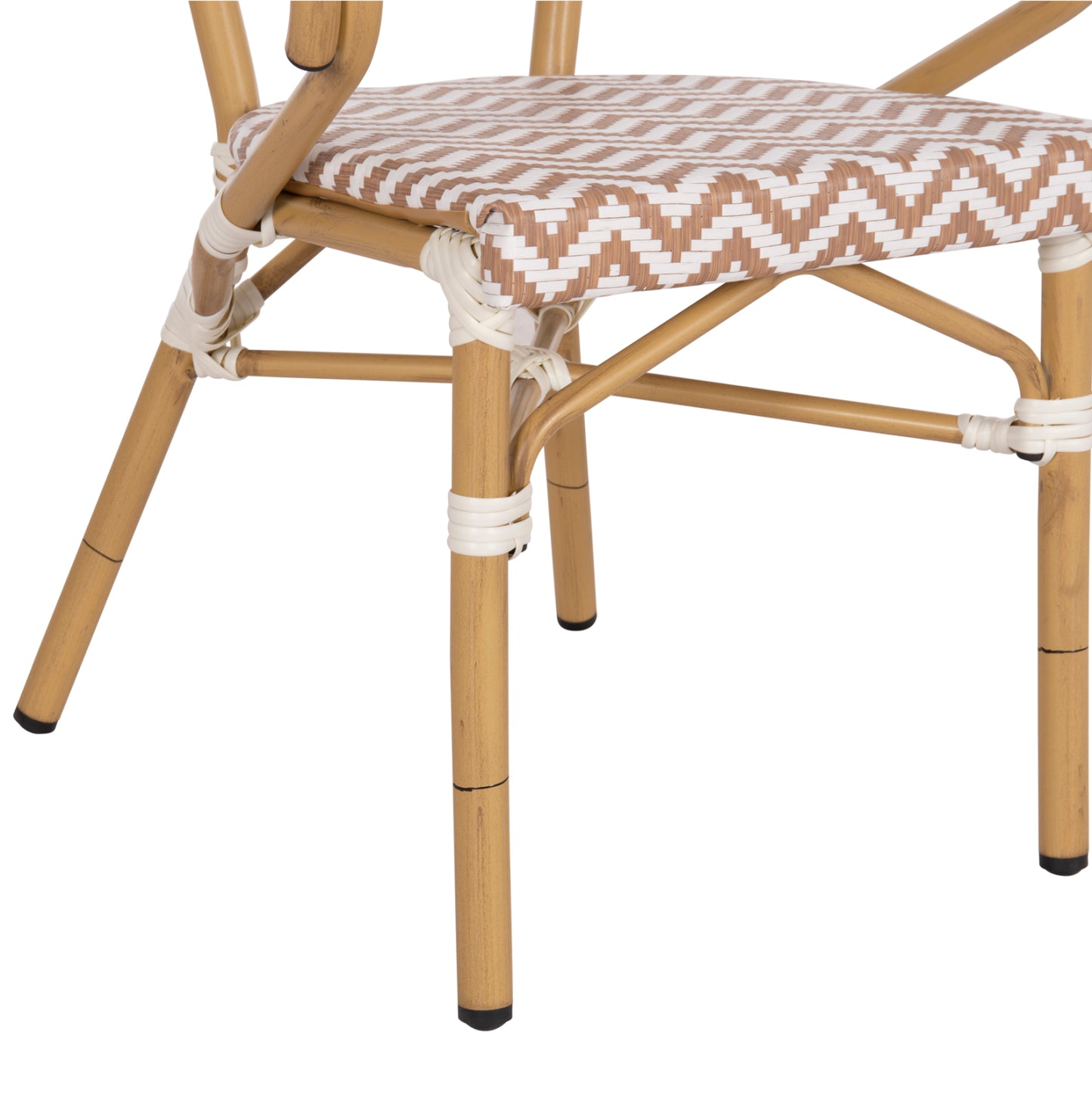 Armchair Aluminum Hm5861.03 Bamboo Look Brown-white56.58.5x58x82Η Cm.