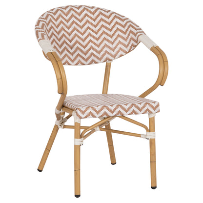 Armchair Aluminum Hm5861.03 Bamboo Look Brown-white56.58.5x58x82Η Cm.