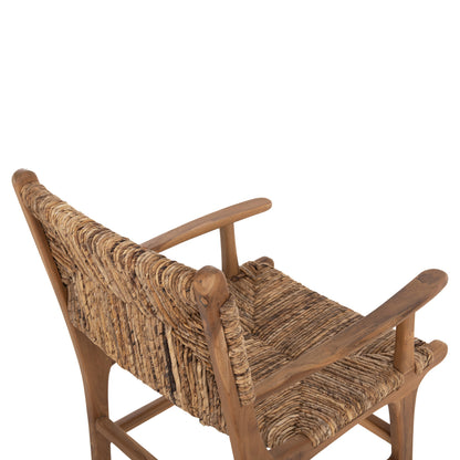 Armchair Professional Sol ΗΜ9400.11 Solid Teak Wood And Rush-matt 57.5x59x87h Cm.