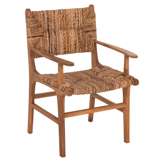 Armchair Professional Sol ΗΜ9400.11 Solid Teak Wood And Rush-matt 57.5x59x87h Cm.