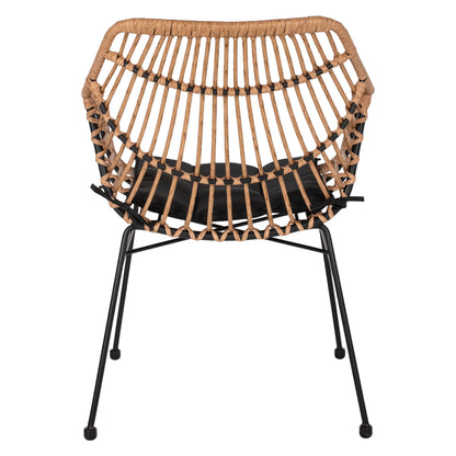 Armchair Professional Black Metal Rattan Beige & Cushion Hm5864.01 58.5x60.5x80 Cm.